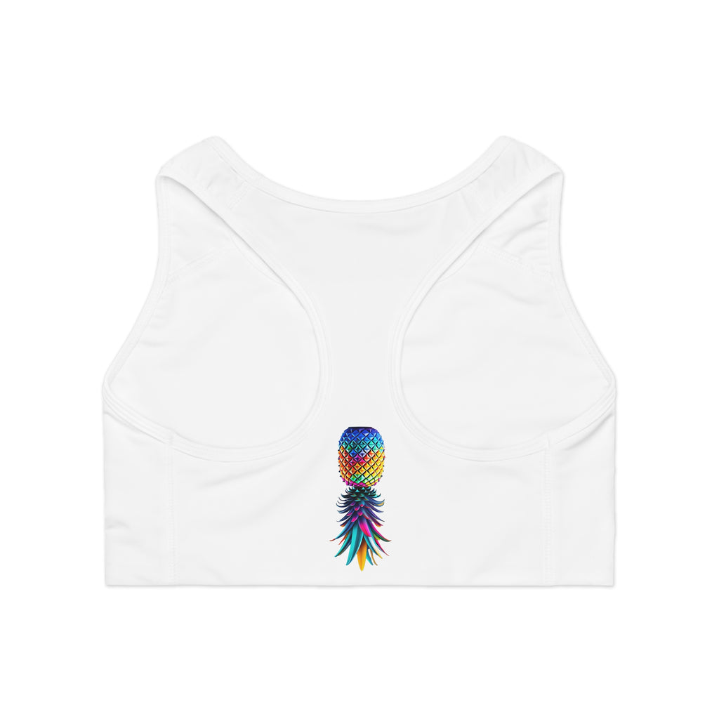 Colorful Pineapple Hotwife Sports Bra - Trendy Workout Gear for Fitness Enthusiasts