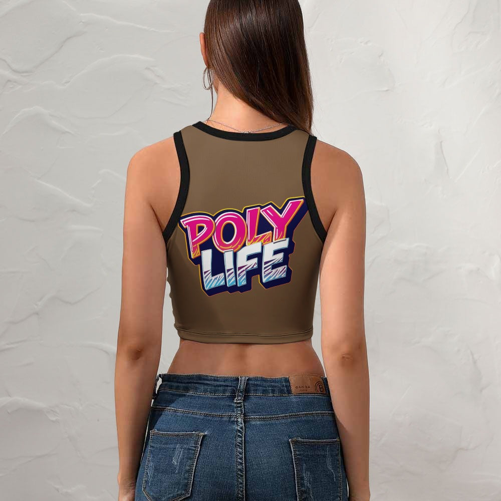 Poly Life Women's Cropped Slim Racer Tank Top – Lightweight Stretch Fit | Athletic & Casual Wear