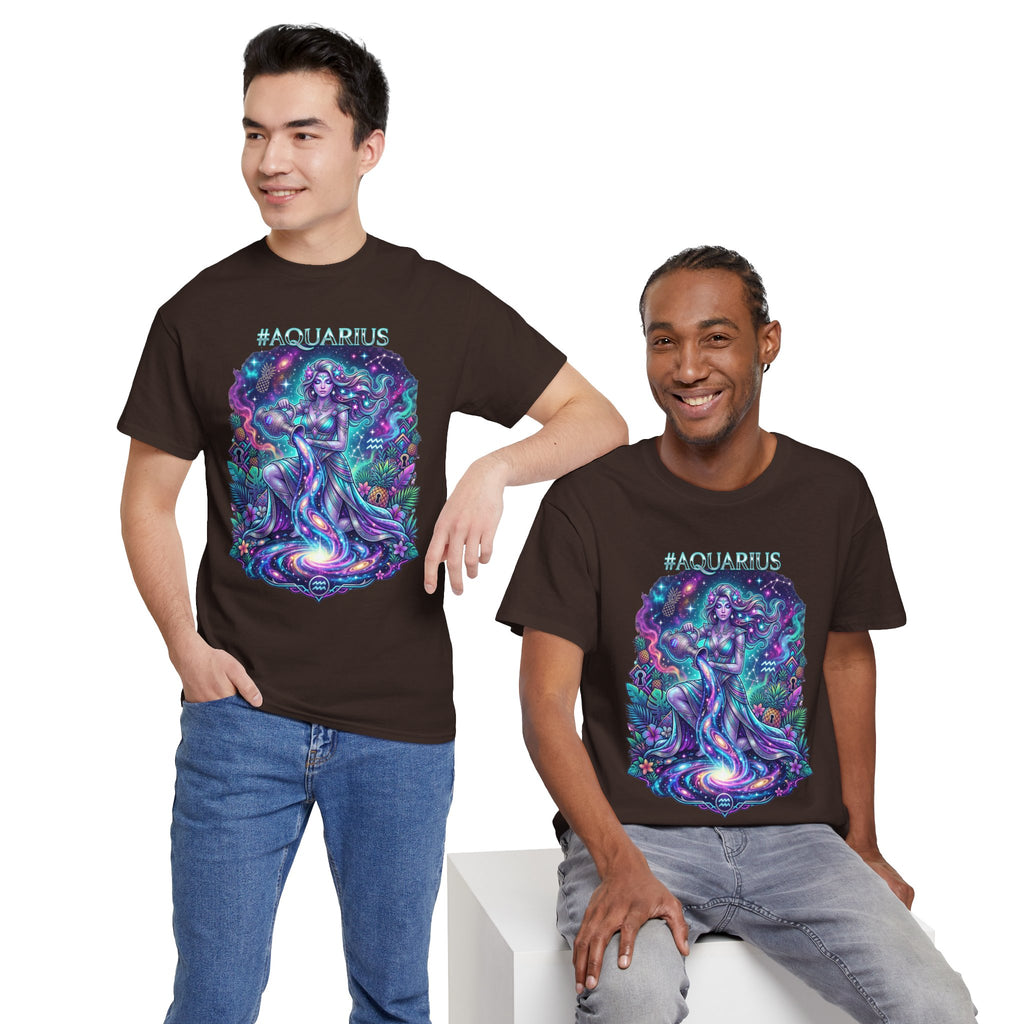 #AQUARIUS Unisex T-Shirt | Soft Lightweight 100% Combed Ring-Spun Cotton Tee with Cosmic Art Print