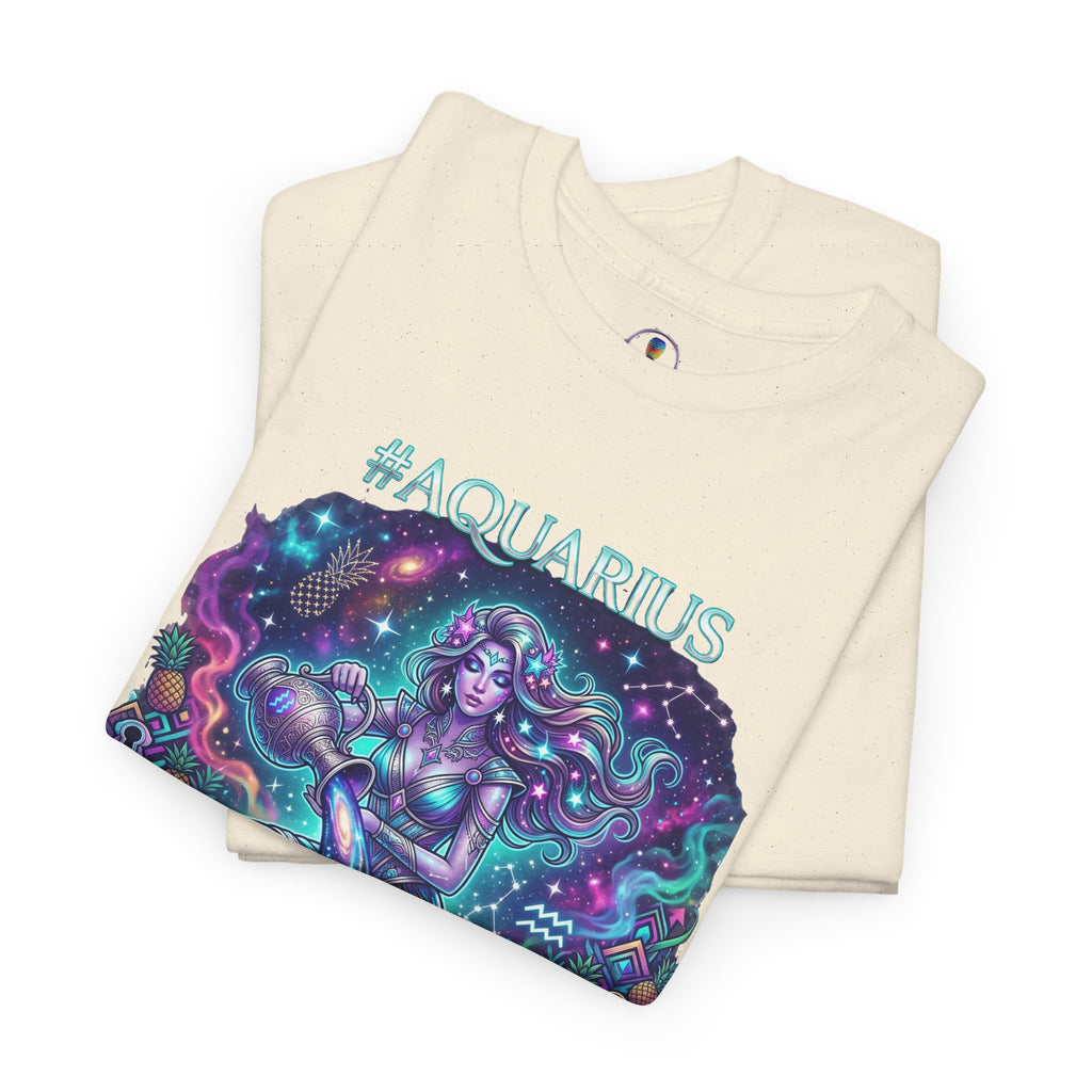 #AQUARIUS Unisex T-Shirt | Soft Lightweight 100% Combed Ring-Spun Cotton Tee with Cosmic Art Print