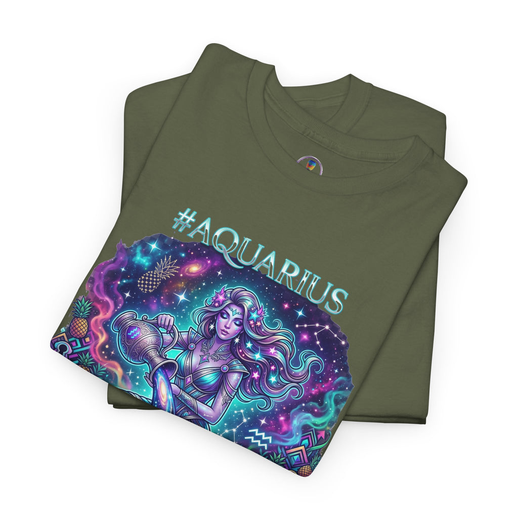 #AQUARIUS Unisex T-Shirt | Soft Lightweight 100% Combed Ring-Spun Cotton Tee with Cosmic Art Print