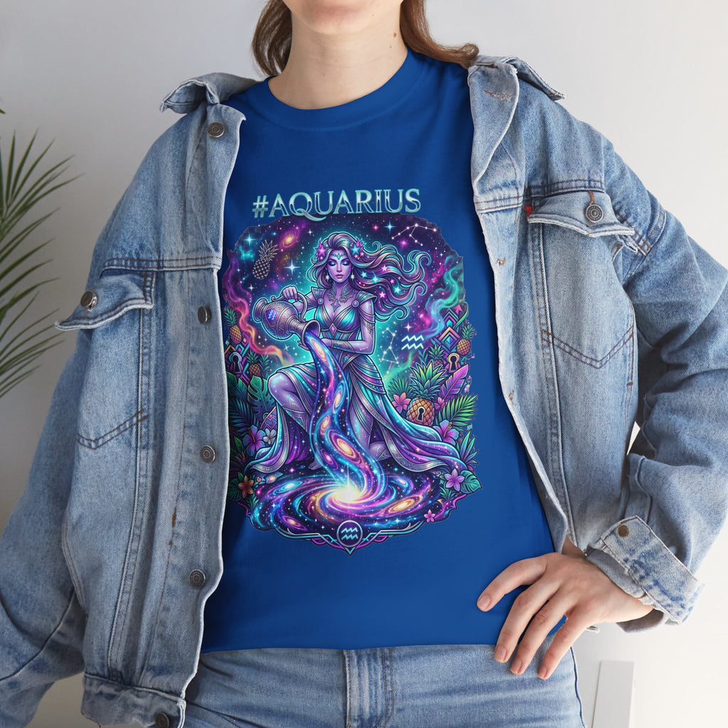 #AQUARIUS Unisex T-Shirt | Soft Lightweight 100% Combed Ring-Spun Cotton Tee with Cosmic Art Print