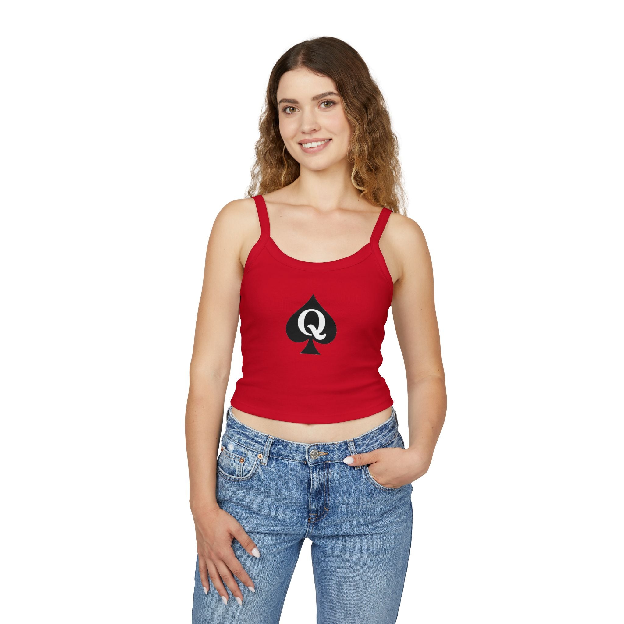 Queen of Spades Spaghetti Strap Tank Top — Women's Crop
