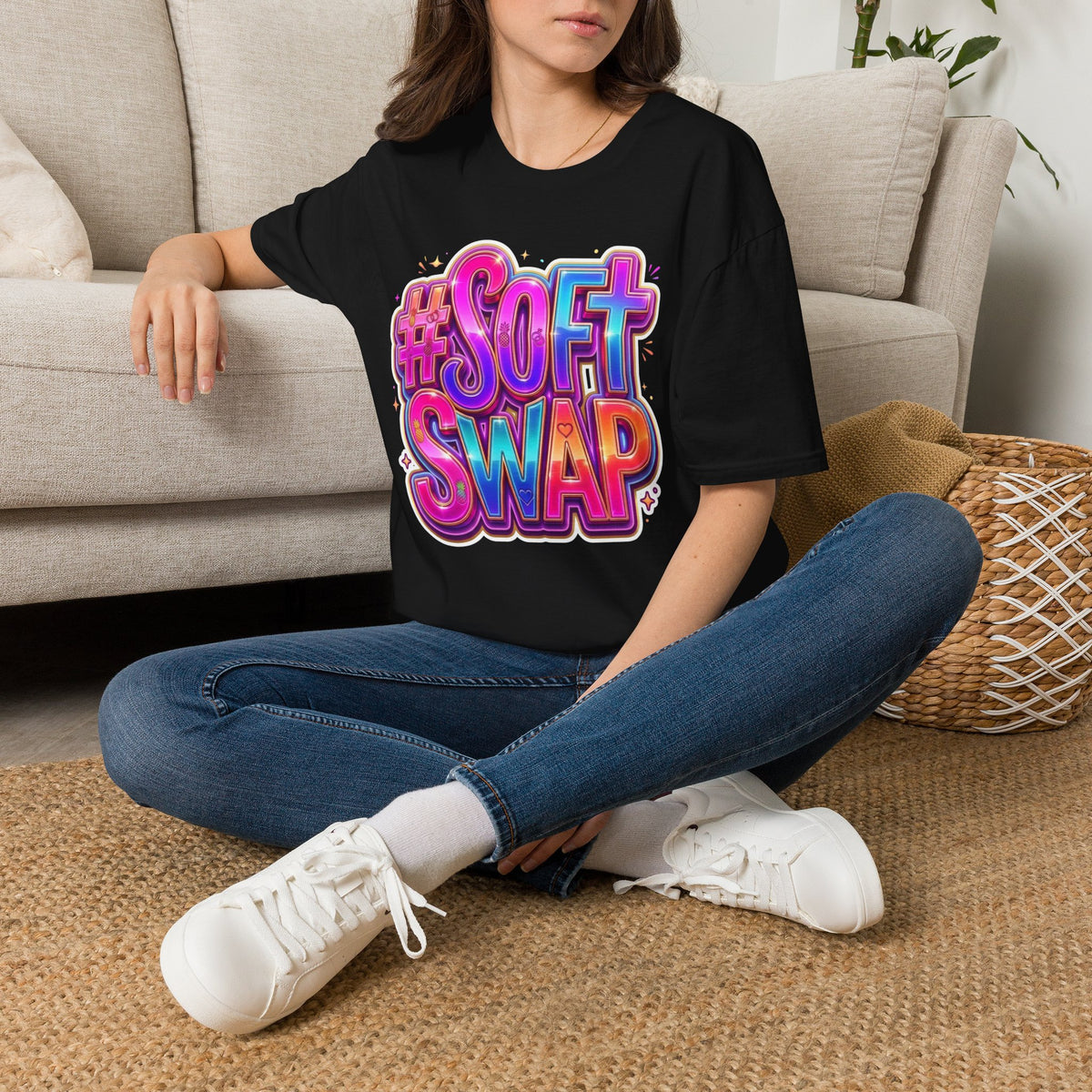 #Soft Swap Graphic T-Shirt | Colorful Y2K Cotton Tee