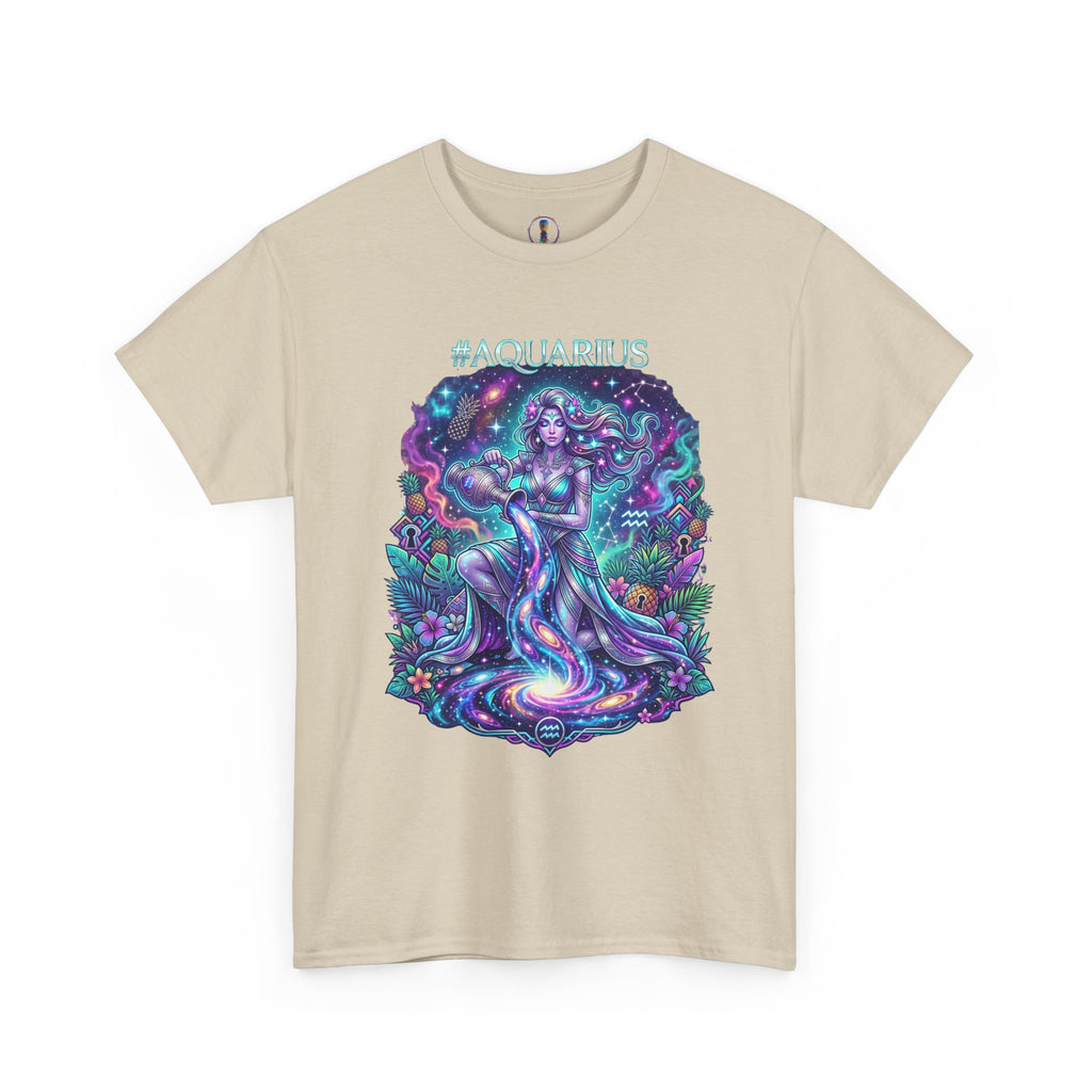 #AQUARIUS Unisex T-Shirt | Soft Lightweight 100% Combed Ring-Spun Cotton Tee with Cosmic Art Print