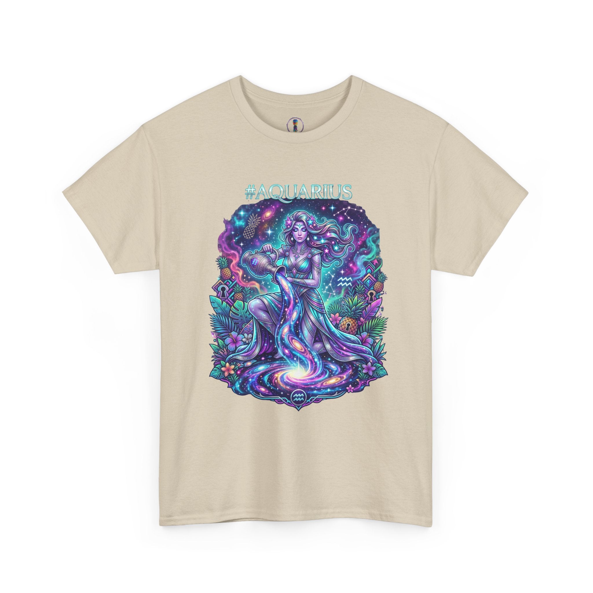 #AQUARIUS Unisex T-Shirt | Soft Lightweight 100% Combed Ring-Spun Cotton Tee with Cosmic Art Print