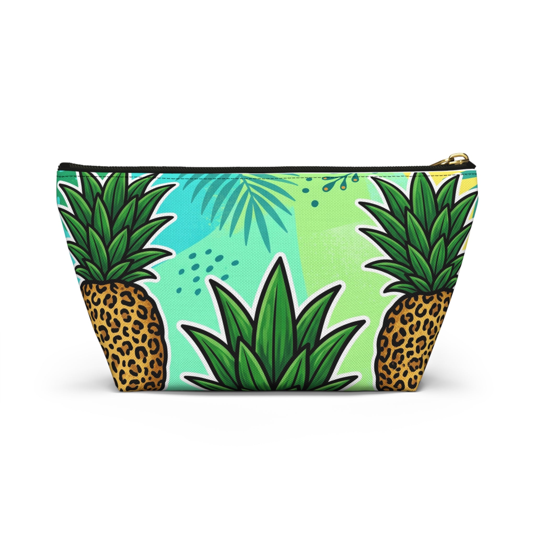 Upside-Down Pineapple Leopard Print Accessory Pouch | T-Bottom Makeup & Travel Organizer Bag
