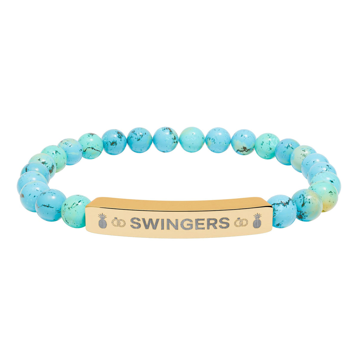 Swingers Engraved Natural Stone Stretch Bracelet | Hypoallergenic 316L Steel Jewelry