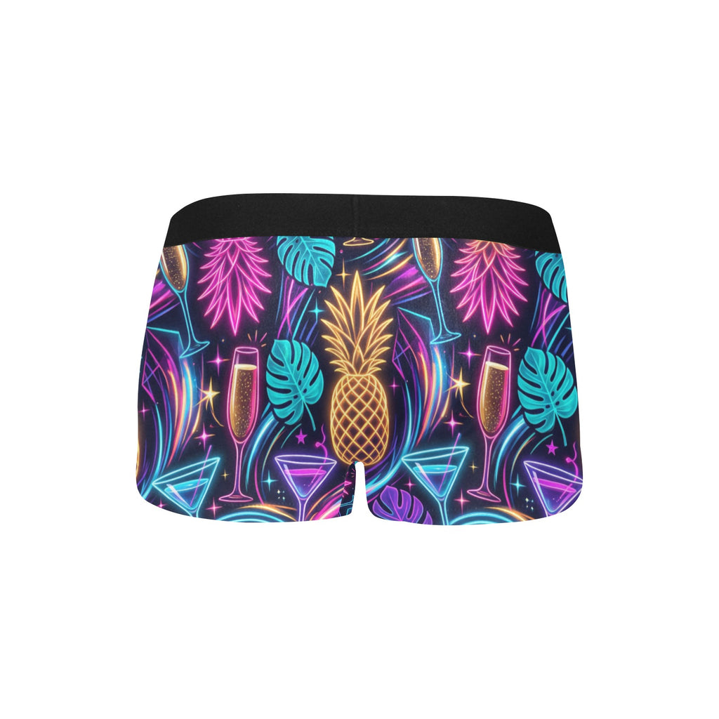 Neon Pineapple Men’s Boxer Briefs with Fly | Funny Polyester Underwear