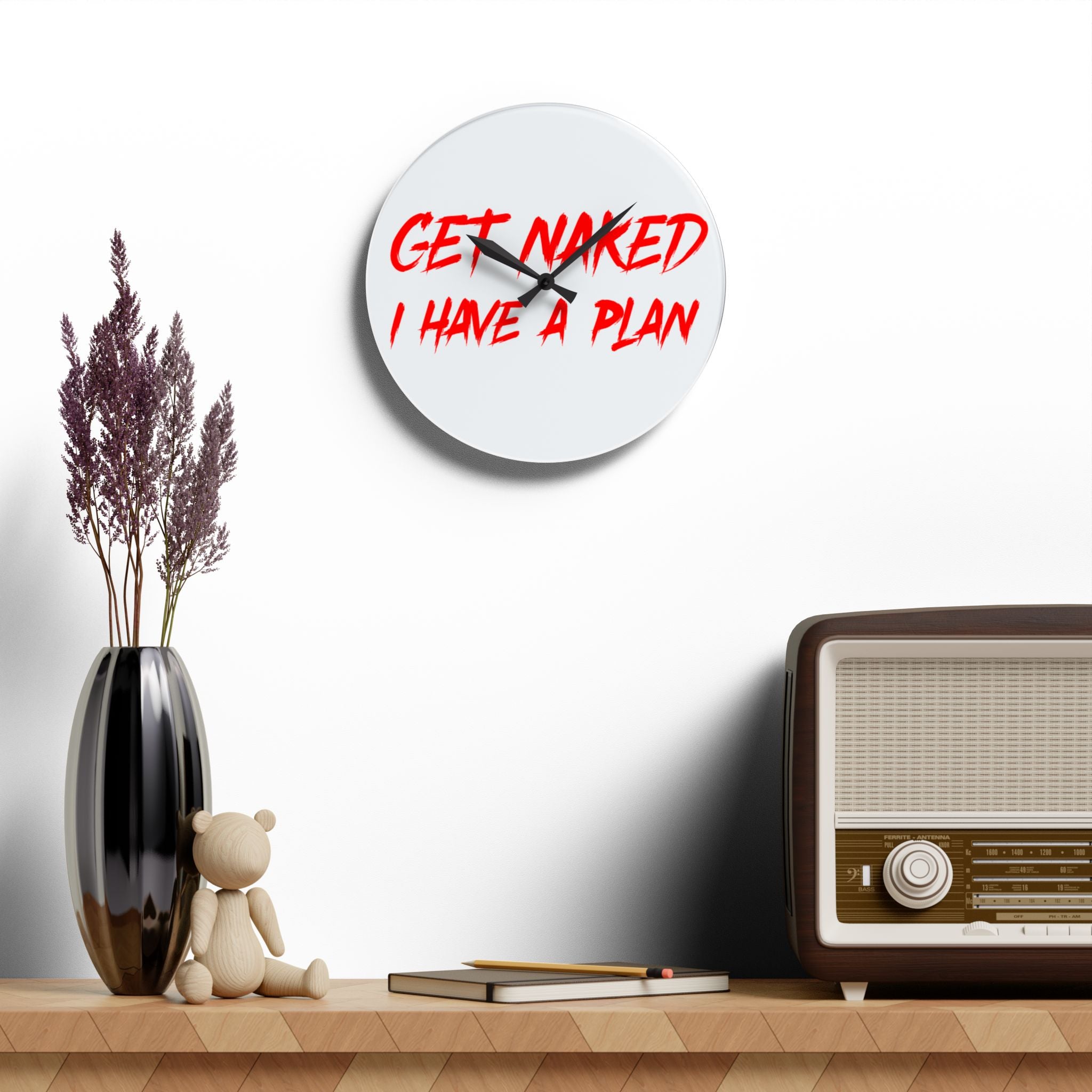 Get Naked Wall Clock – Fun Acrylic Timepiece for Bathroom Decor