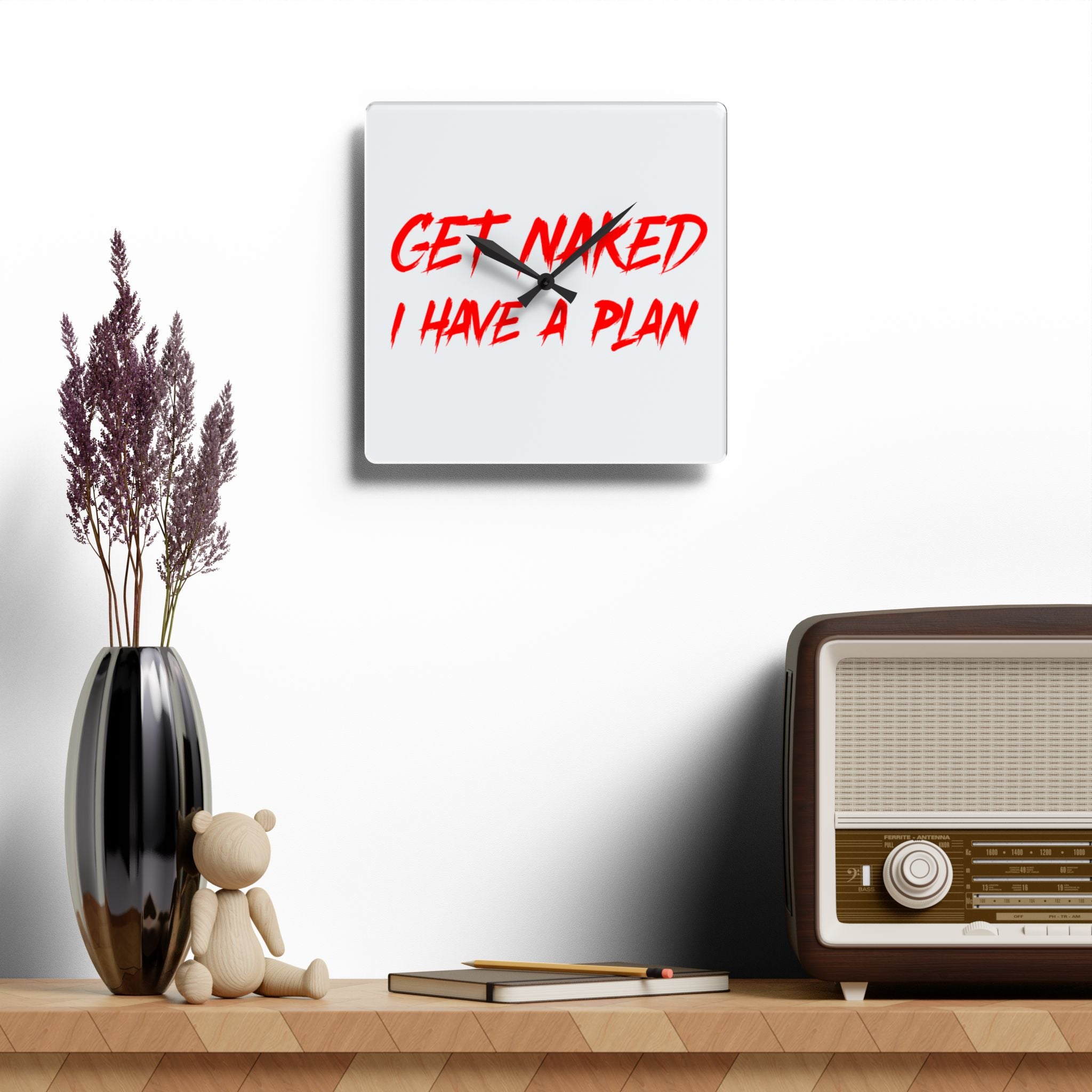 Get Naked Wall Clock – Fun Acrylic Timepiece for Bathroom Decor