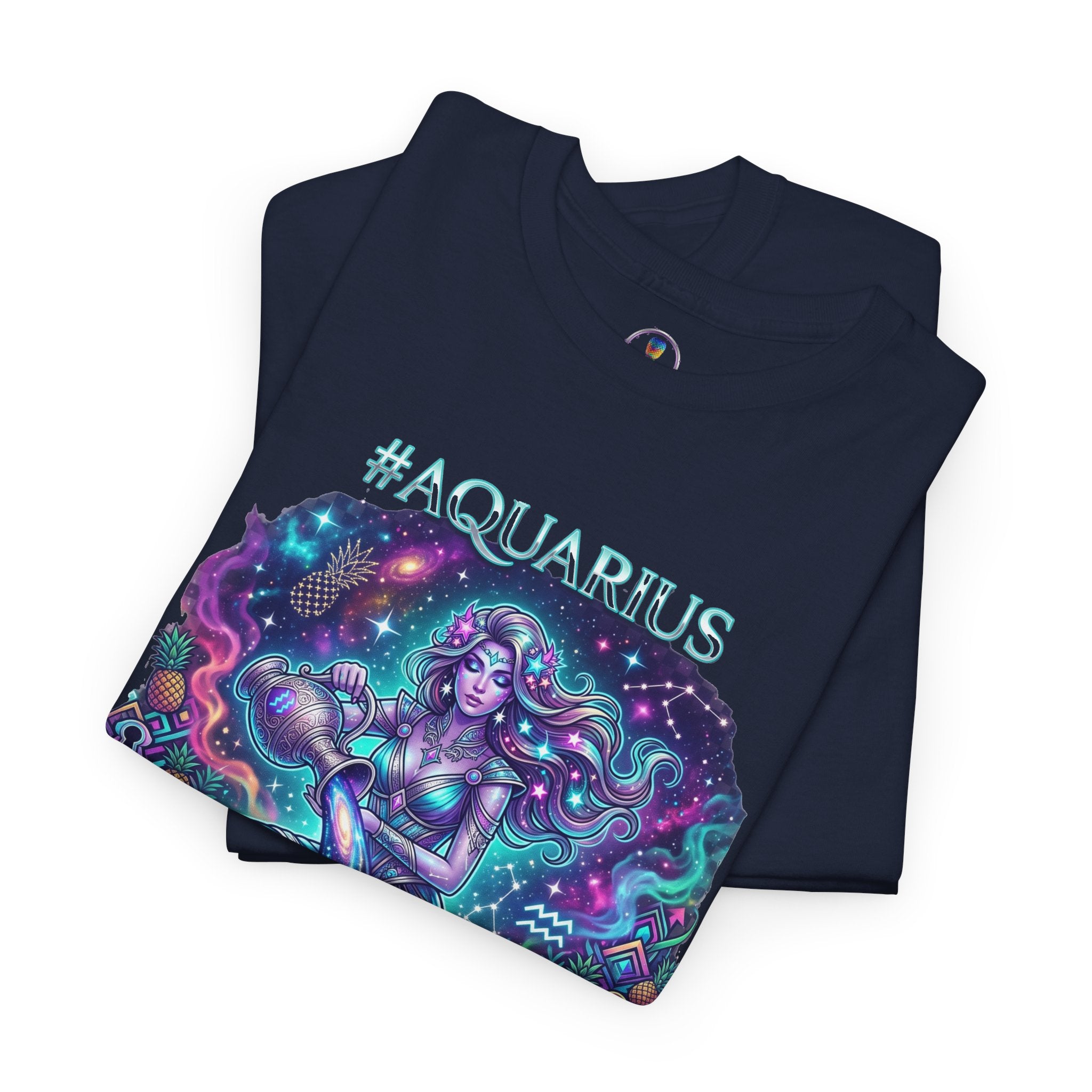 #AQUARIUS Unisex T-Shirt | Soft Lightweight 100% Combed Ring-Spun Cotton Tee with Cosmic Art Print
