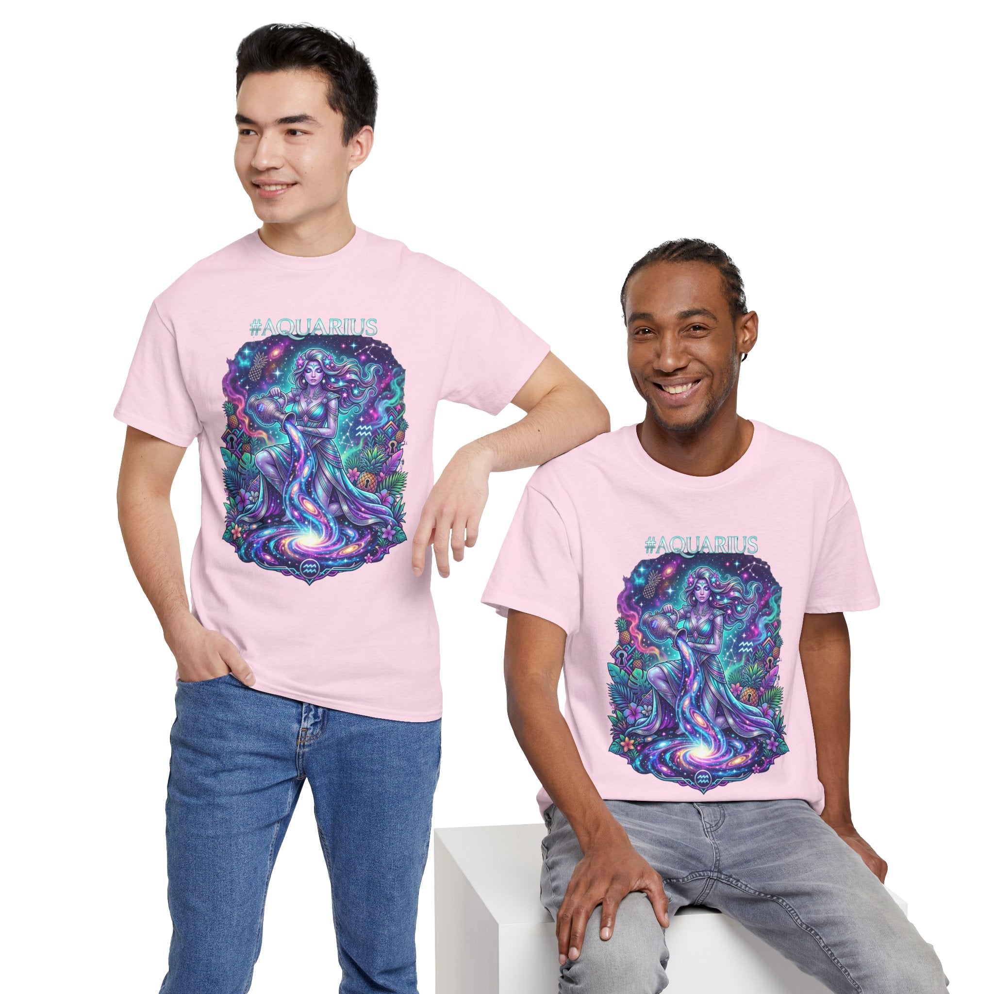 #AQUARIUS Unisex T-Shirt | Soft Lightweight 100% Combed Ring-Spun Cotton Tee with Cosmic Art Print