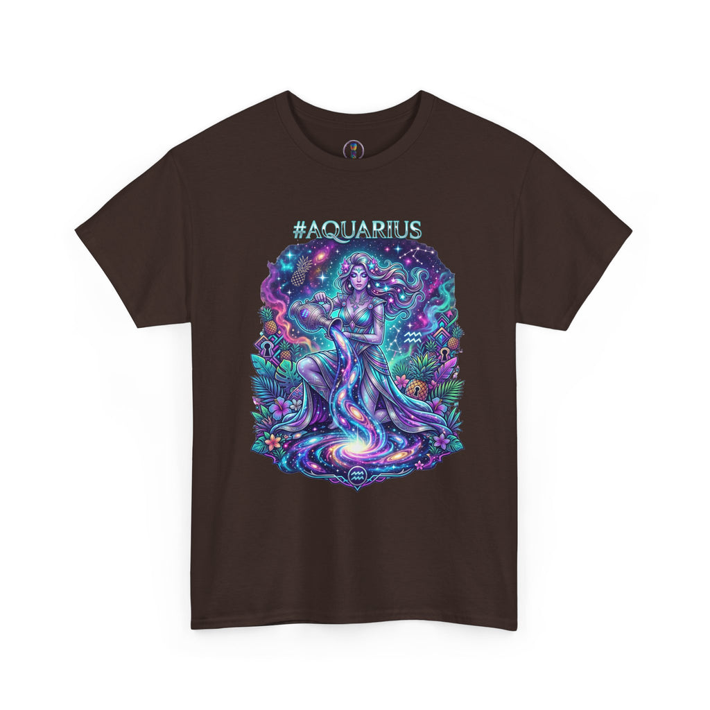 #AQUARIUS Unisex T-Shirt | Soft Lightweight 100% Combed Ring-Spun Cotton Tee with Cosmic Art Print