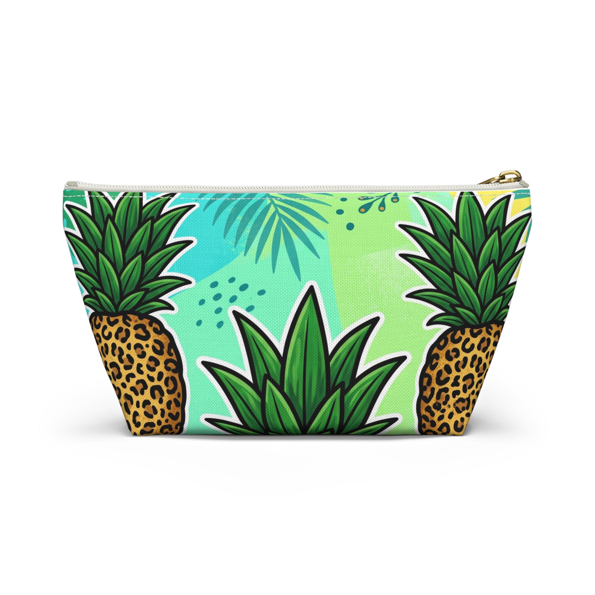 Upside-Down Pineapple Leopard Print Accessory Pouch | T-Bottom Makeup & Travel Organizer Bag