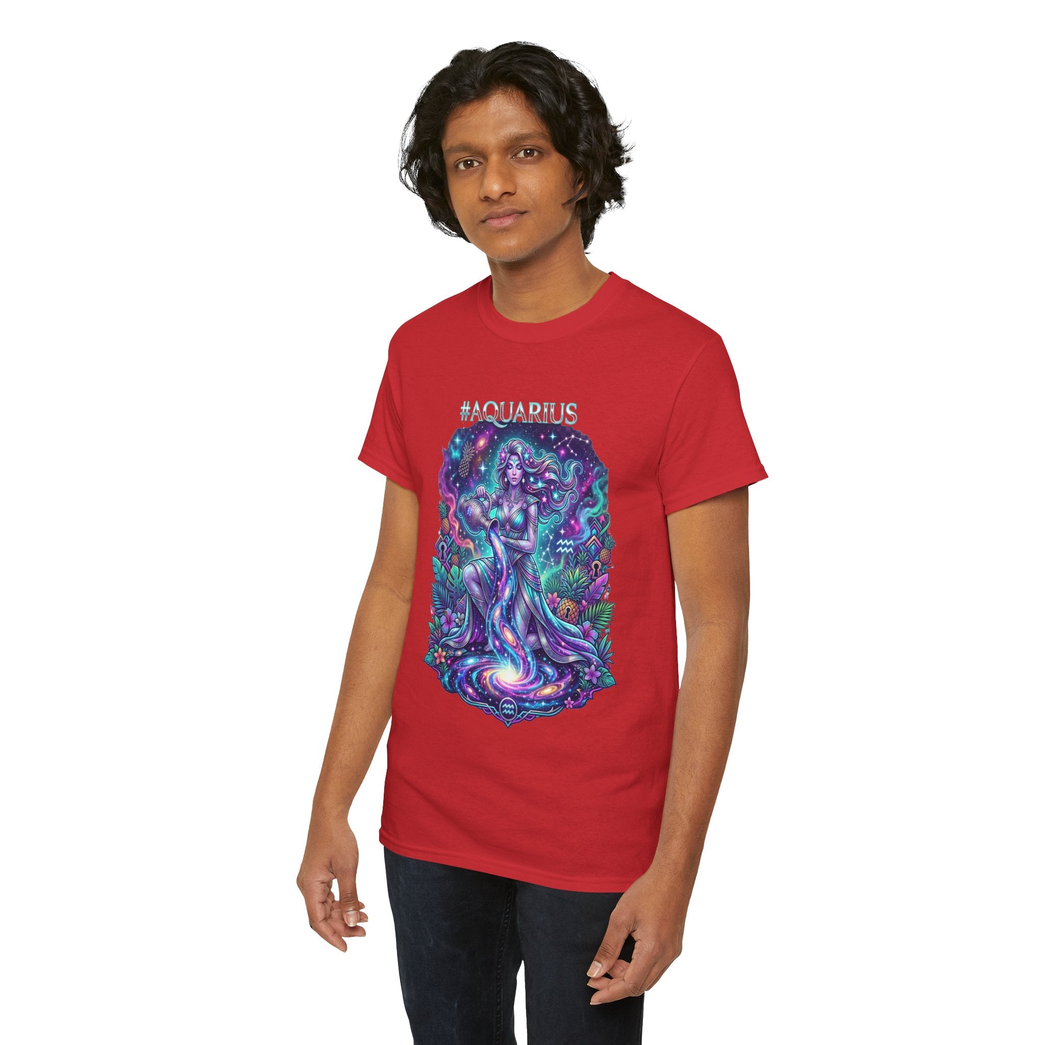 #AQUARIUS Unisex T-Shirt | Soft Lightweight 100% Combed Ring-Spun Cotton Tee with Cosmic Art Print