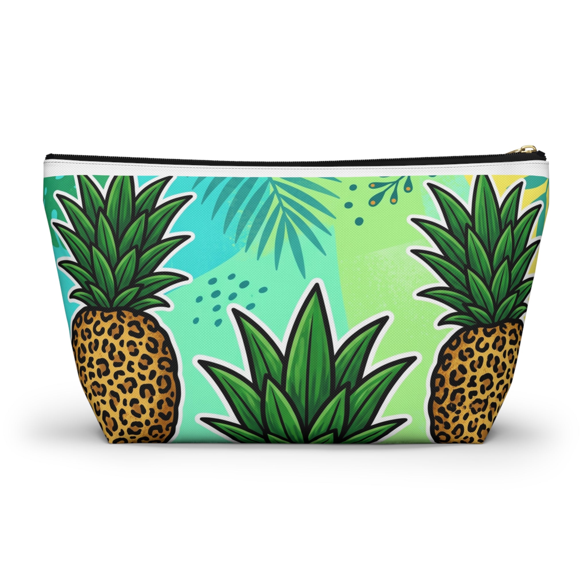 Upside-Down Pineapple Leopard Print Accessory Pouch | T-Bottom Makeup & Travel Organizer Bag