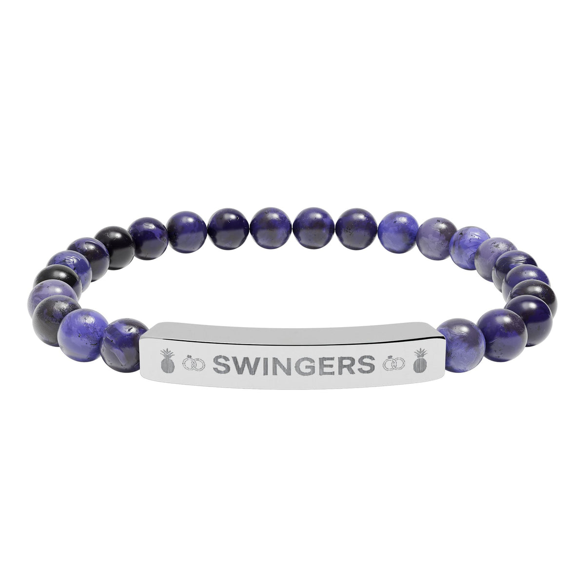 Swingers Engraved Natural Stone Stretch Bracelet | Hypoallergenic 316L Steel Jewelry