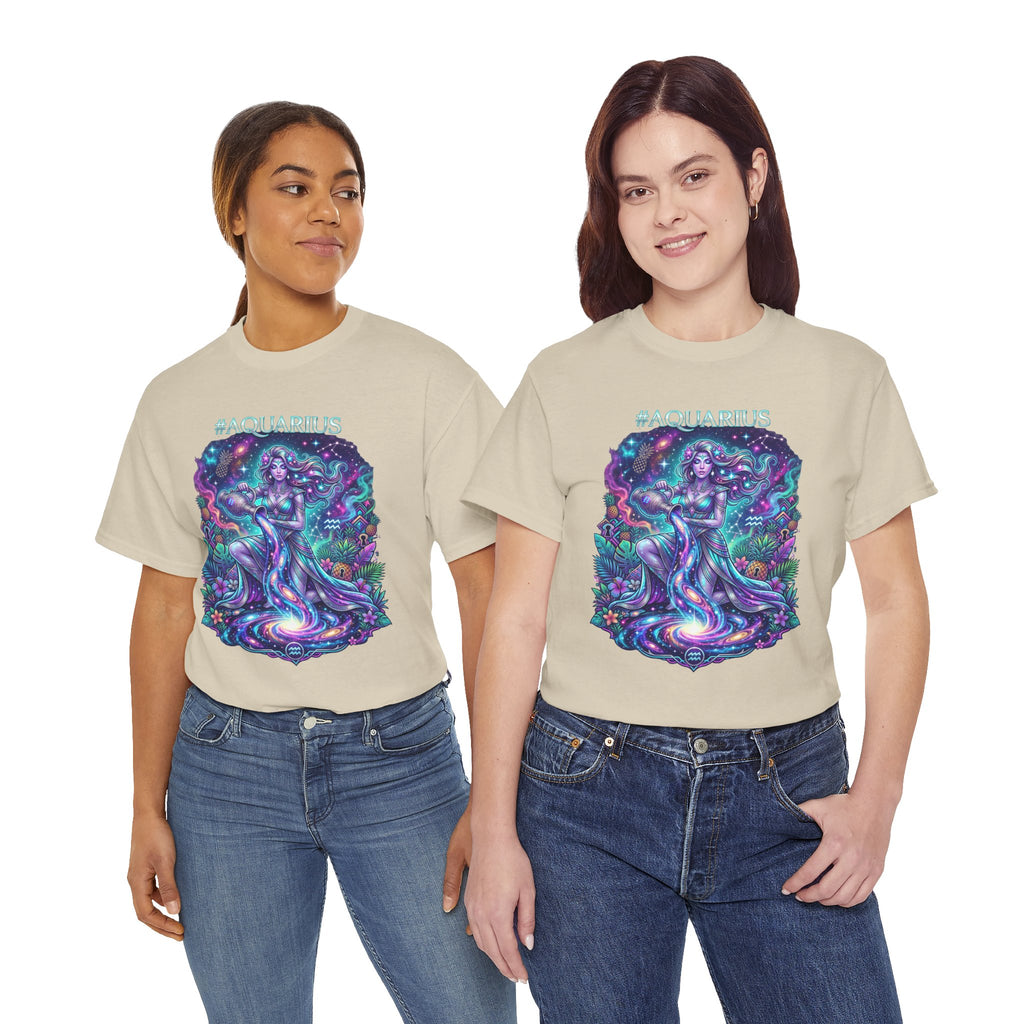 #AQUARIUS Unisex T-Shirt | Soft Lightweight 100% Combed Ring-Spun Cotton Tee with Cosmic Art Print