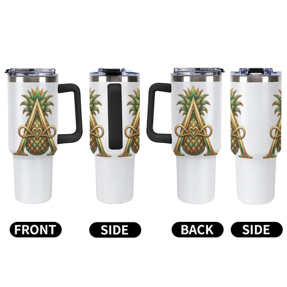Monogram "A" Insulated Tumbler with Handle and Straw