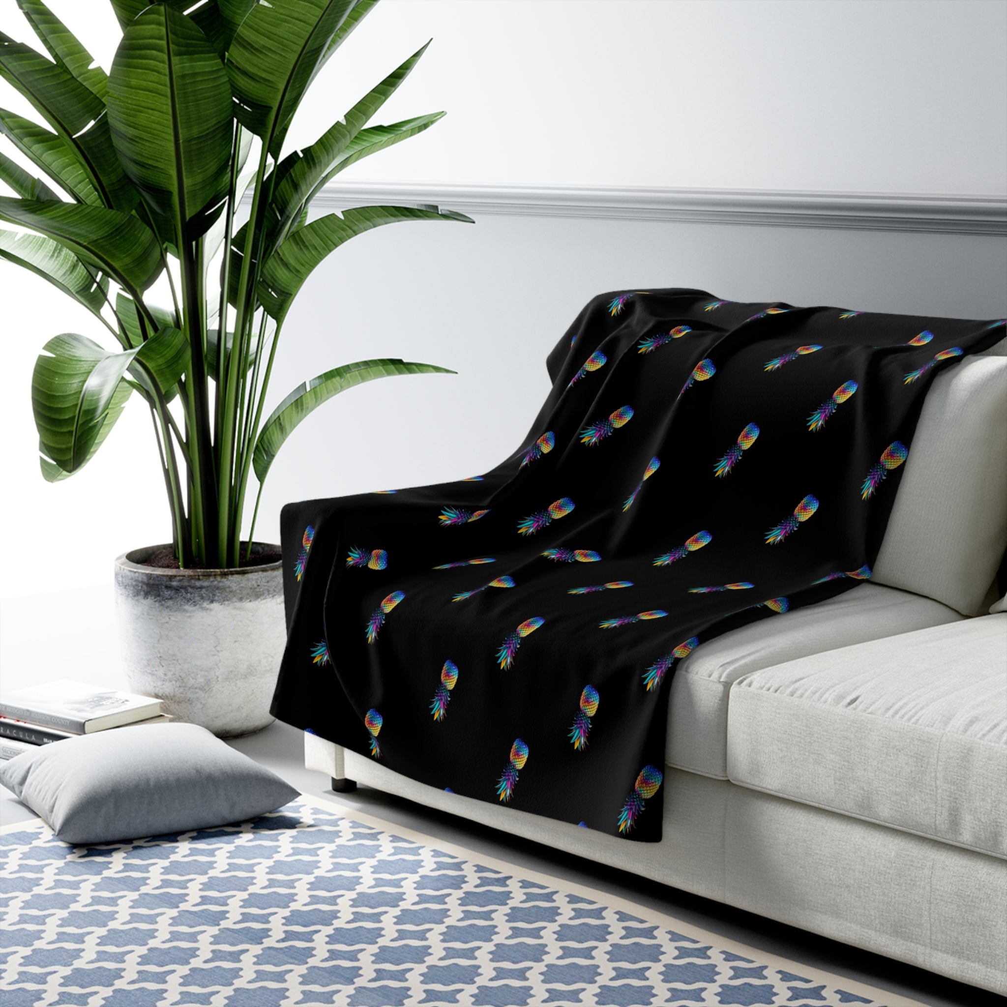 Colorful Pineapple Sherpa Fleece Blanket