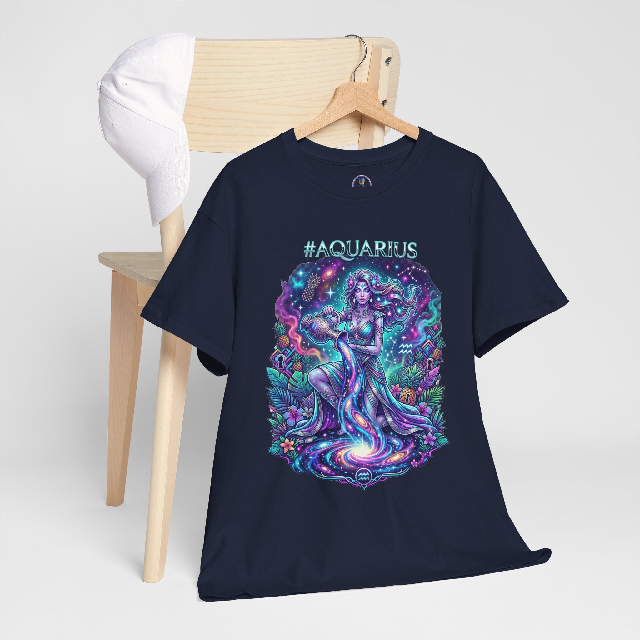 #AQUARIUS Unisex T-Shirt | Soft Lightweight 100% Combed Ring-Spun Cotton Tee with Cosmic Art Print