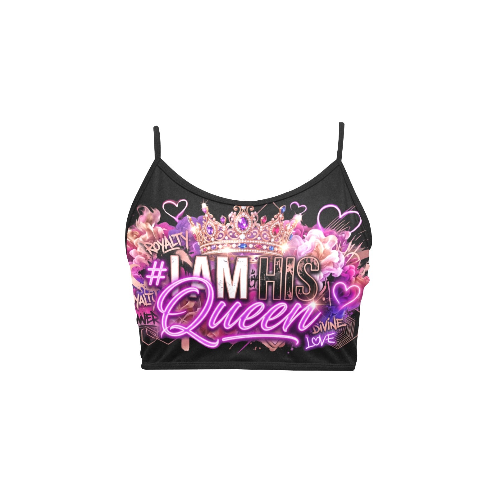 #IAMHISQUEEN Women’s Spaghetti Strap Crop Top – Sexy Stretch Yoga Tank, Lightweight Quick-Dry Fitness Crop Top for Women