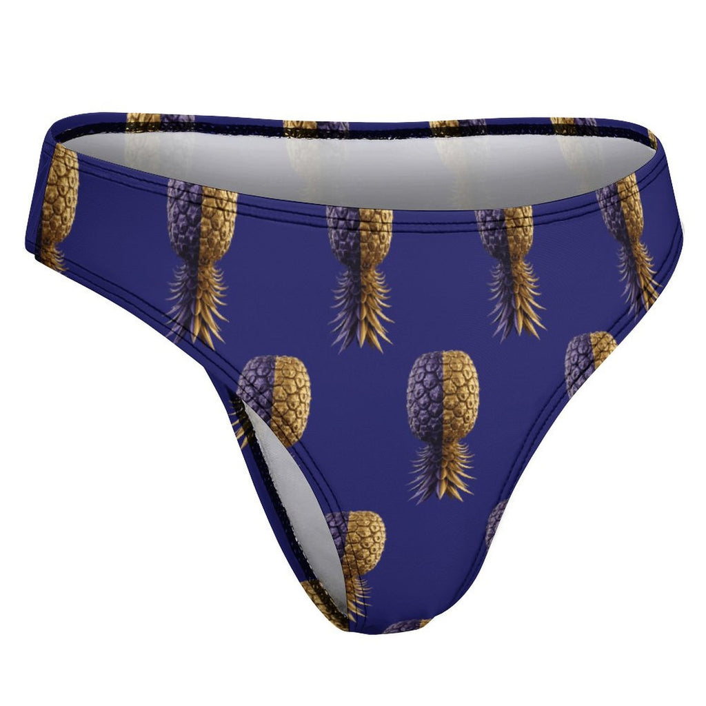 Football Purple & Gold Pineapple Women's Thong Underwear