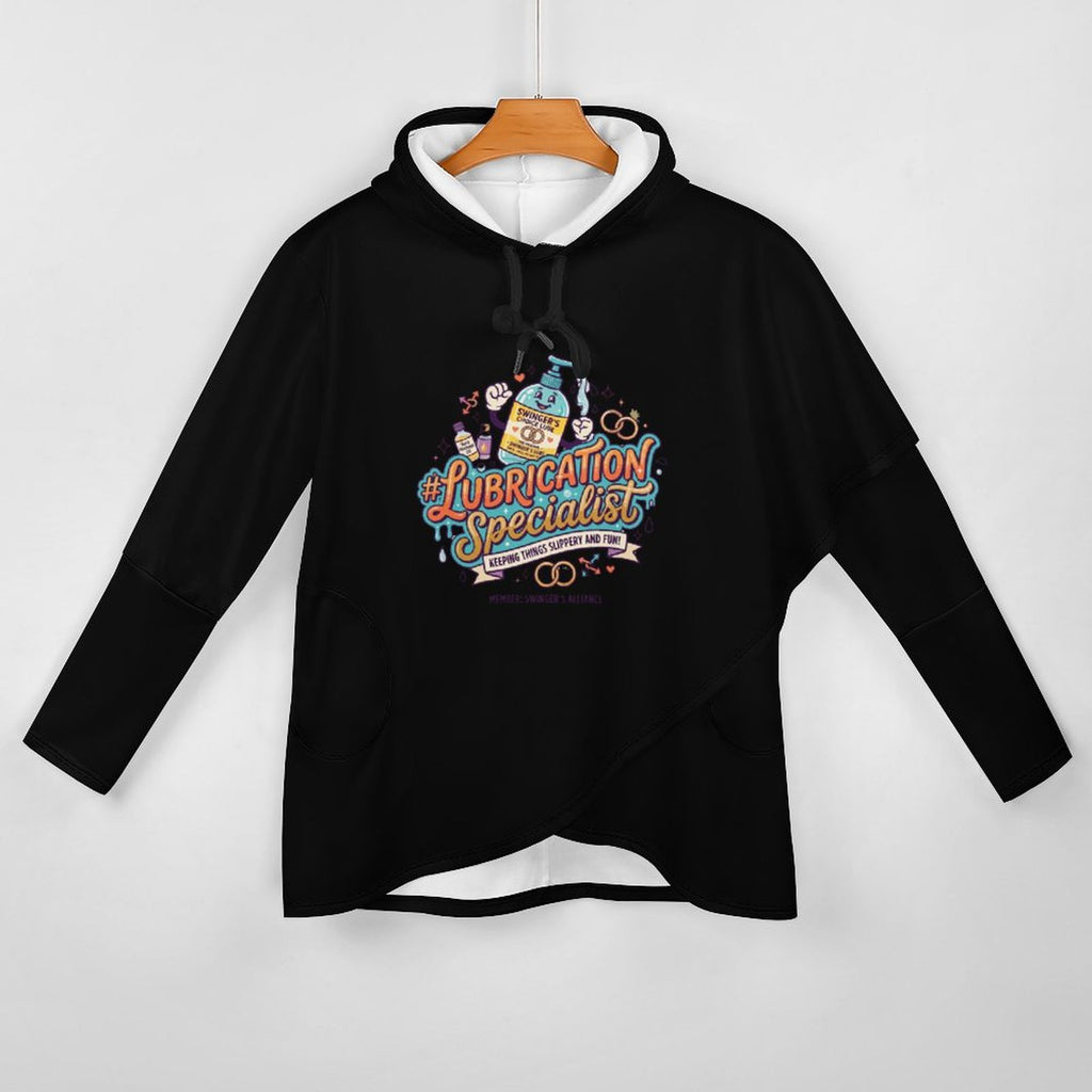 #LUBRICATIONSPECIALIST Women’s Poncho Hoodie | Irregular Hem