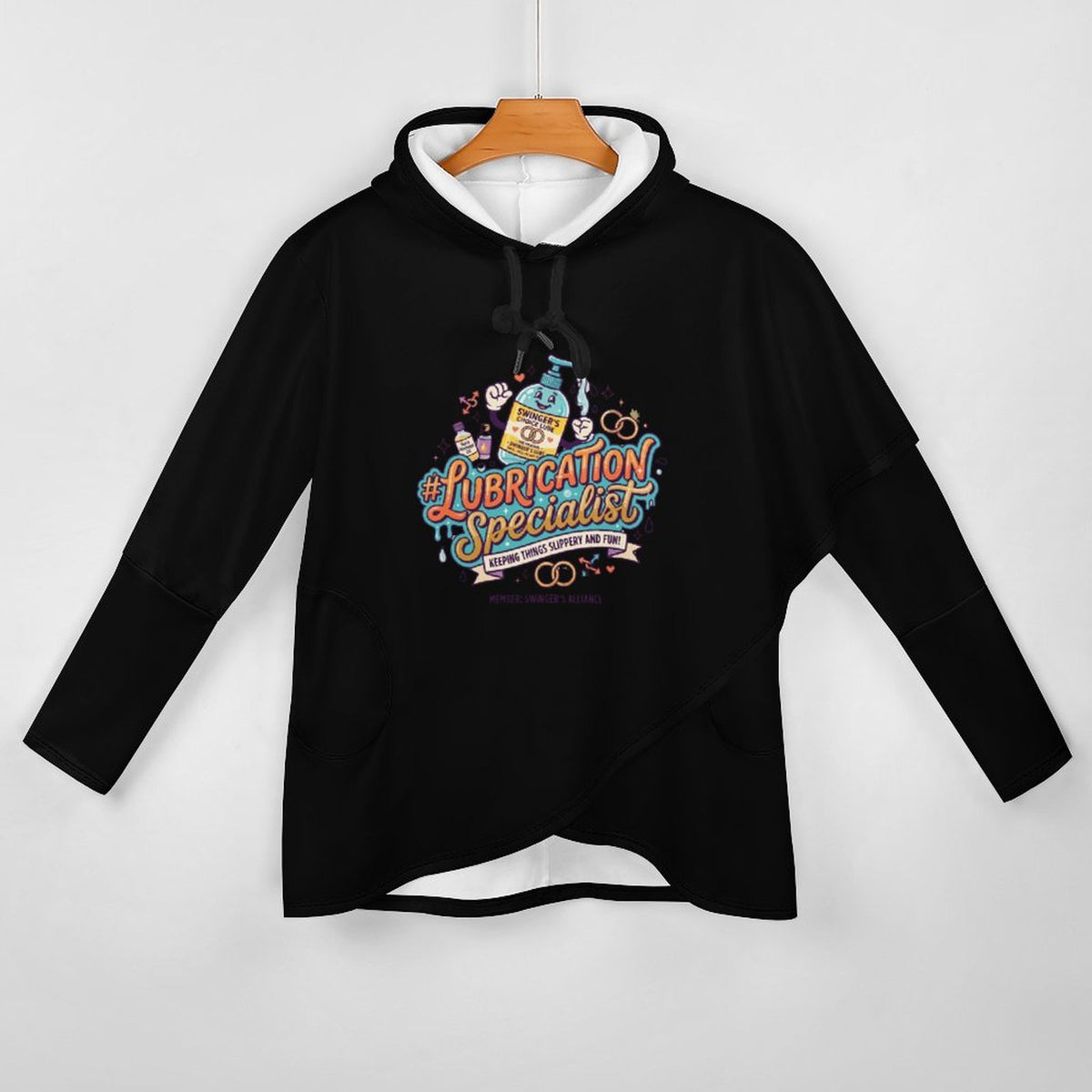 #LUBRICATIONSPECIALIST Women’s Poncho Hoodie | Irregular Hem