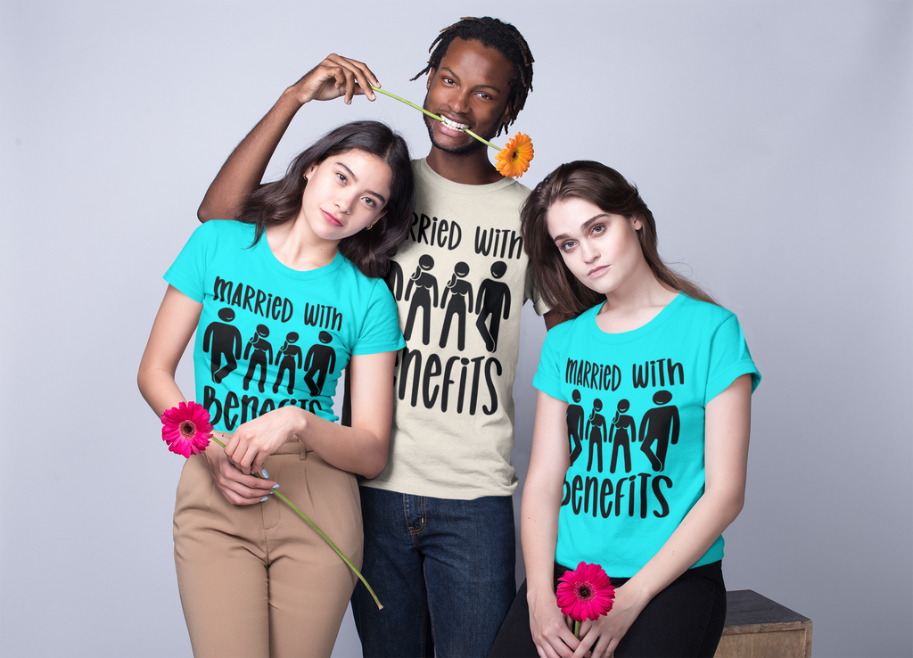 Humorous Unisex Tee - 'Married with Benefits' Short Sleeve Shirt