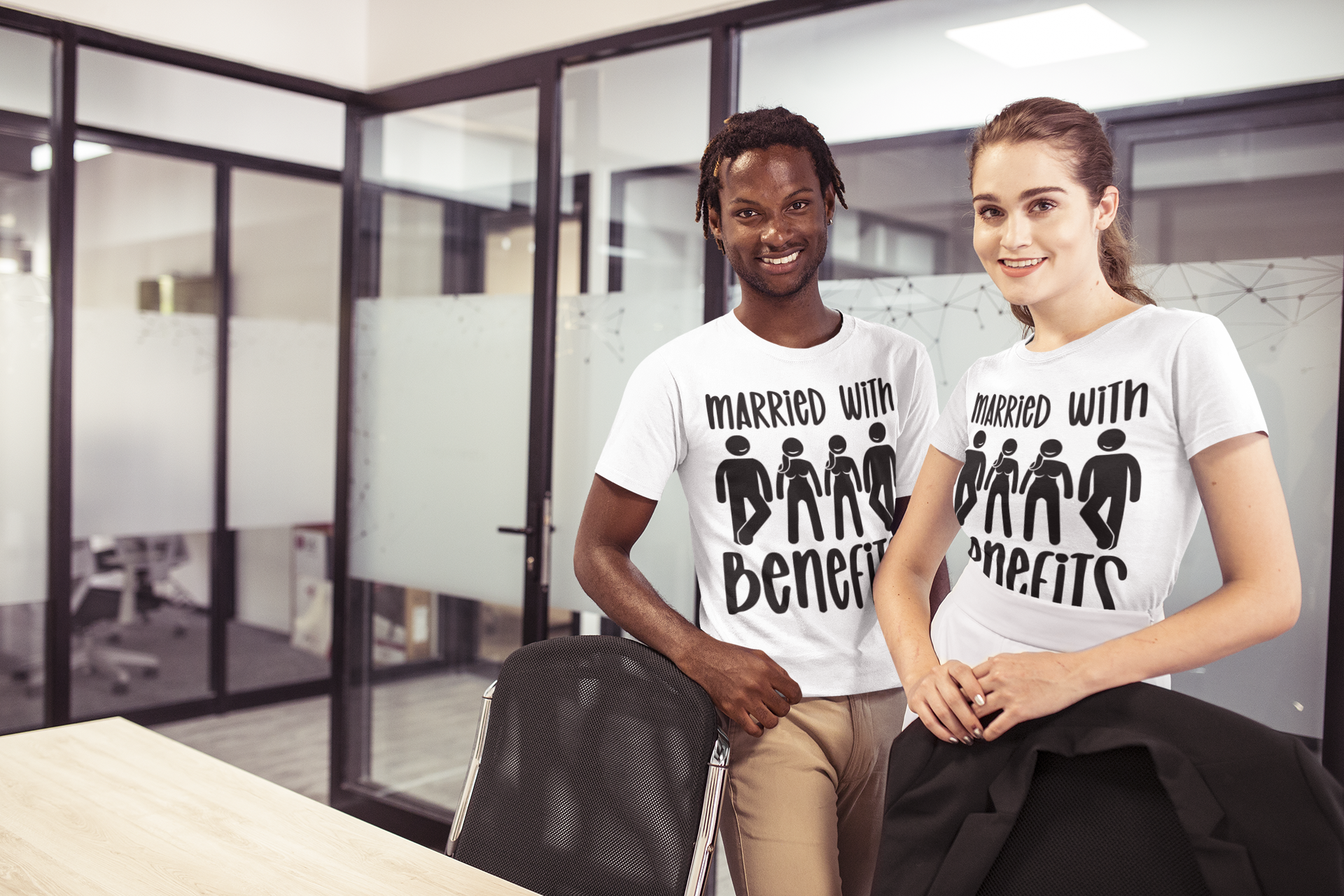 Humorous Unisex Tee - 'Married with Benefits' Short Sleeve Shirt