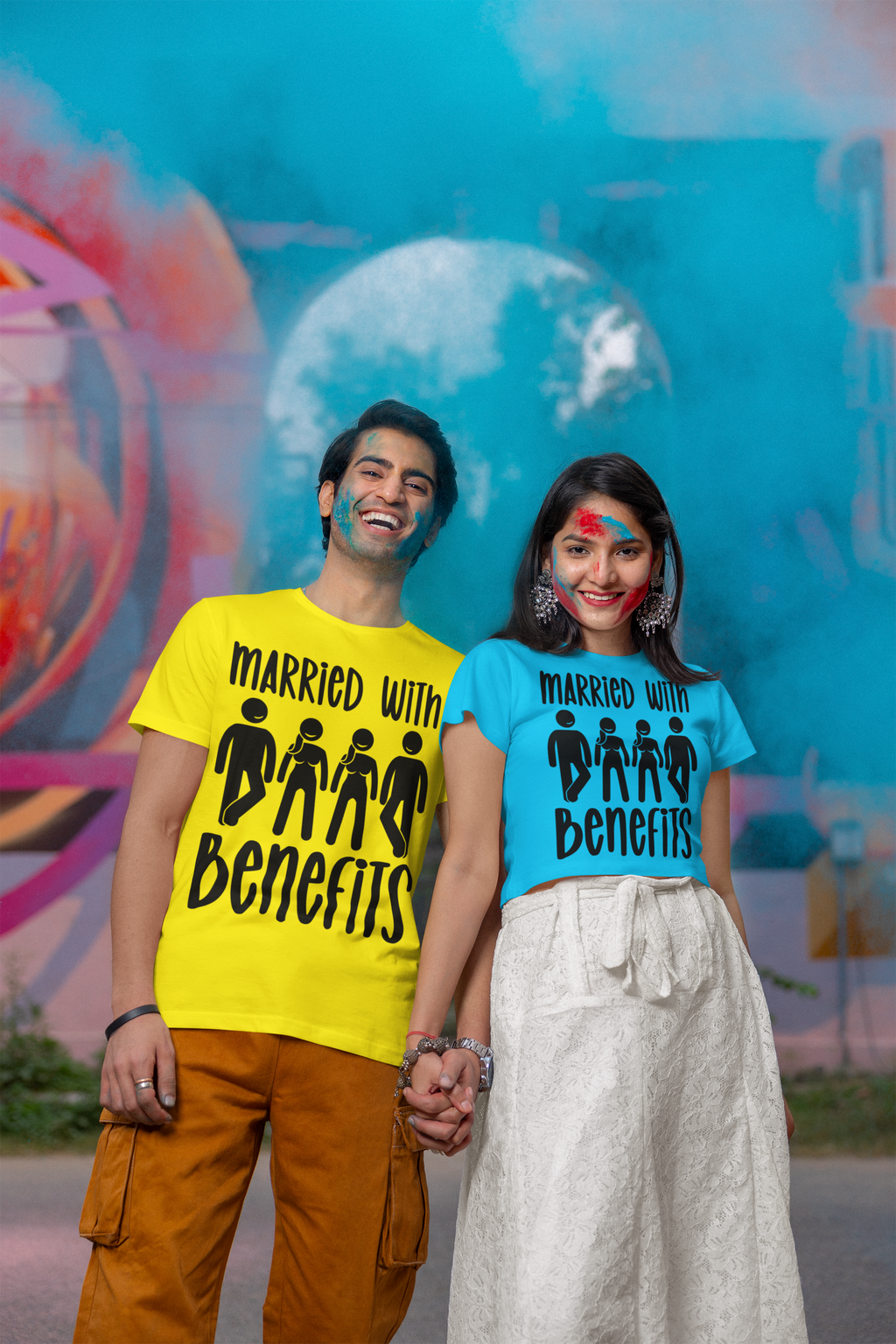 Humorous Unisex Tee - 'Married with Benefits' Short Sleeve Shirt
