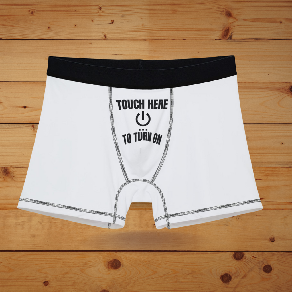 Fun Men's Boxers - "Touch Here to Turn On" & Colorful Pineapple Design - Perfect for Gifts and Everyday Comfort