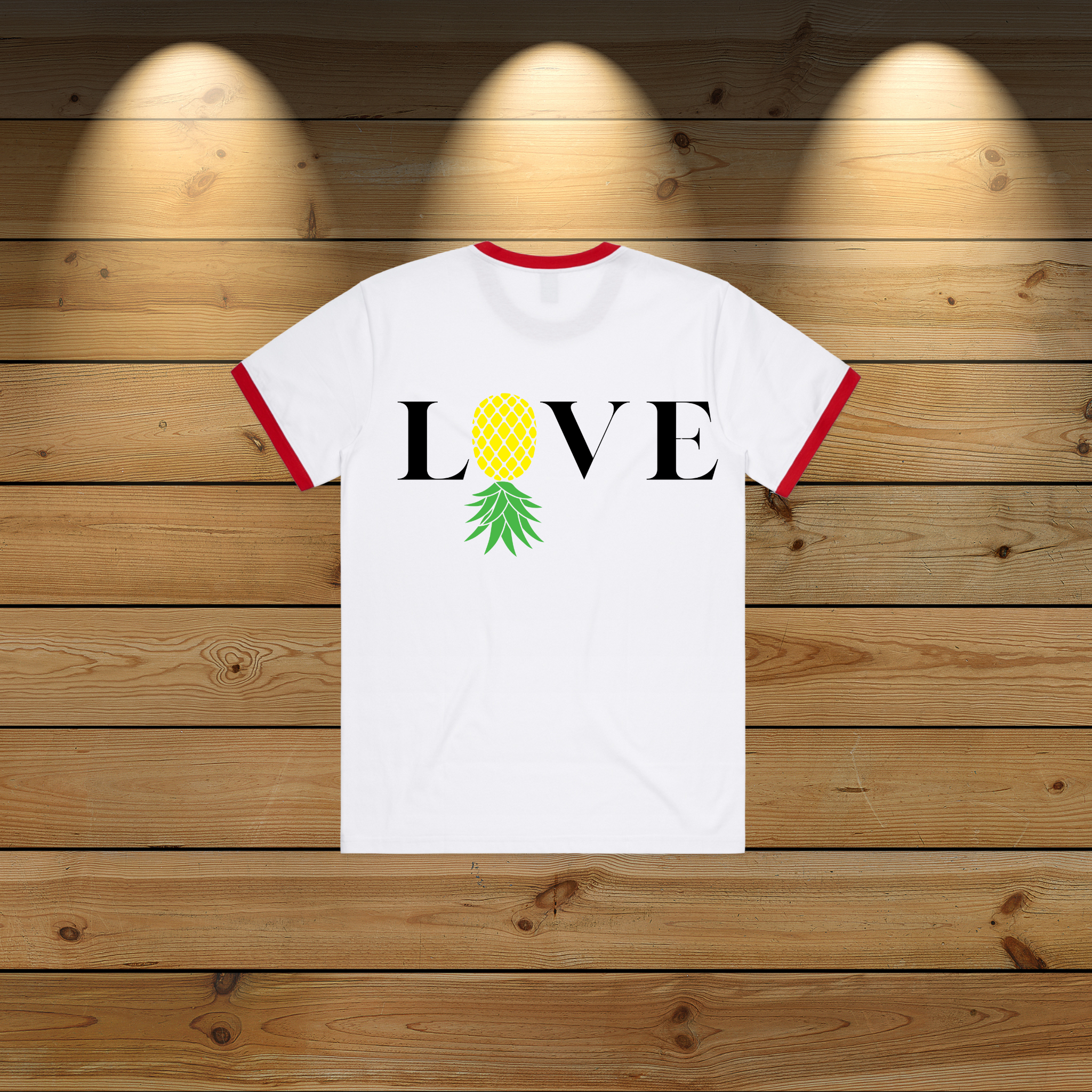 Men's Love Pineapple Ringer Tee - Stylish and Fun Summer Shirt