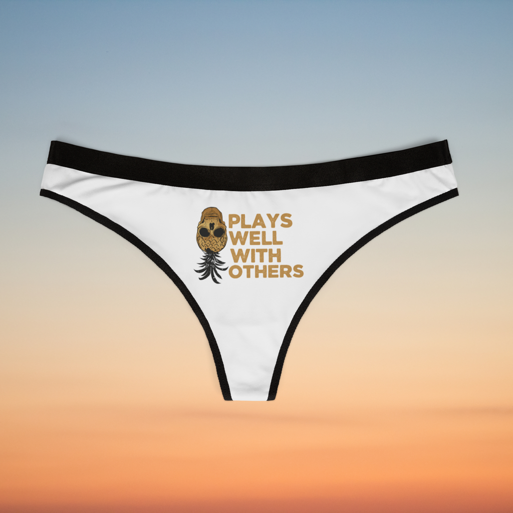 Playful Women's Thongs – "Plays Well With Others" and Colorful Pineapple Designs