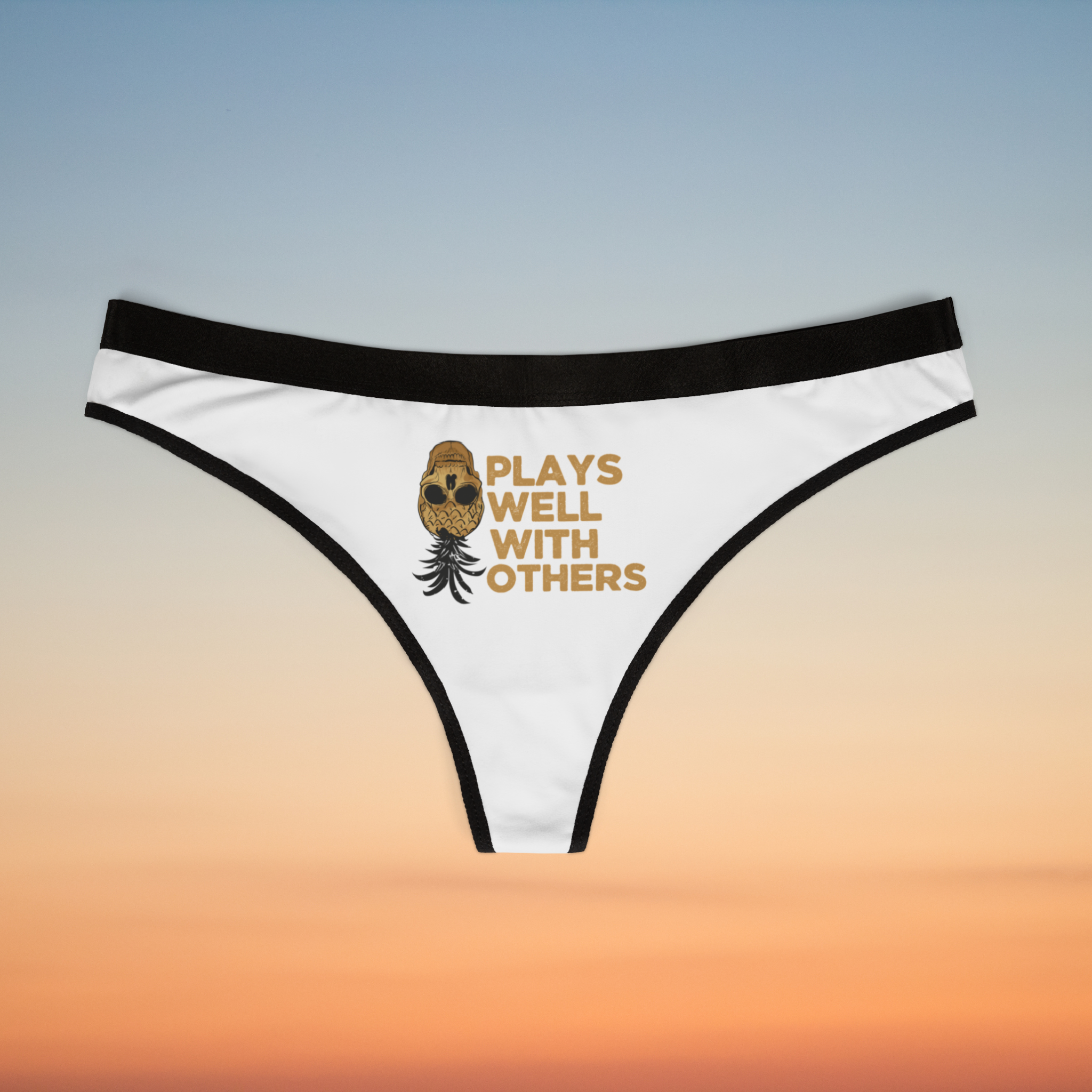 Playful Women's Thongs – "Plays Well With Others" and Colorful Pineapple Designs