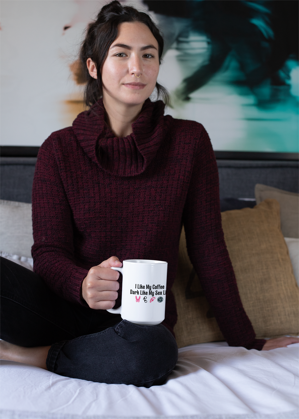 Funny Coffee Mug - "I Like My Coffee Dark Like My Sex Life"