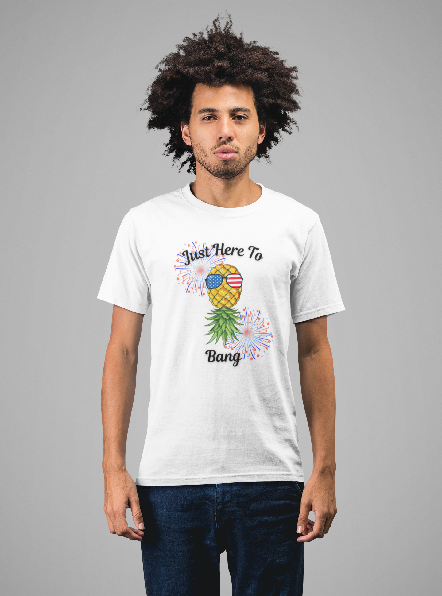 Just Here To Bang Pineapple Tee - Unisex Heavy Cotton T-Shirt for Summer Celebrations