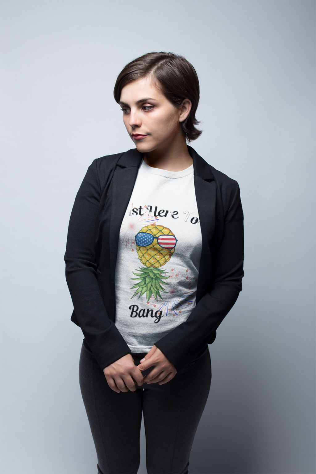 Just Here To Bang Pineapple Tee - Unisex Heavy Cotton T-Shirt for Summer Celebrations