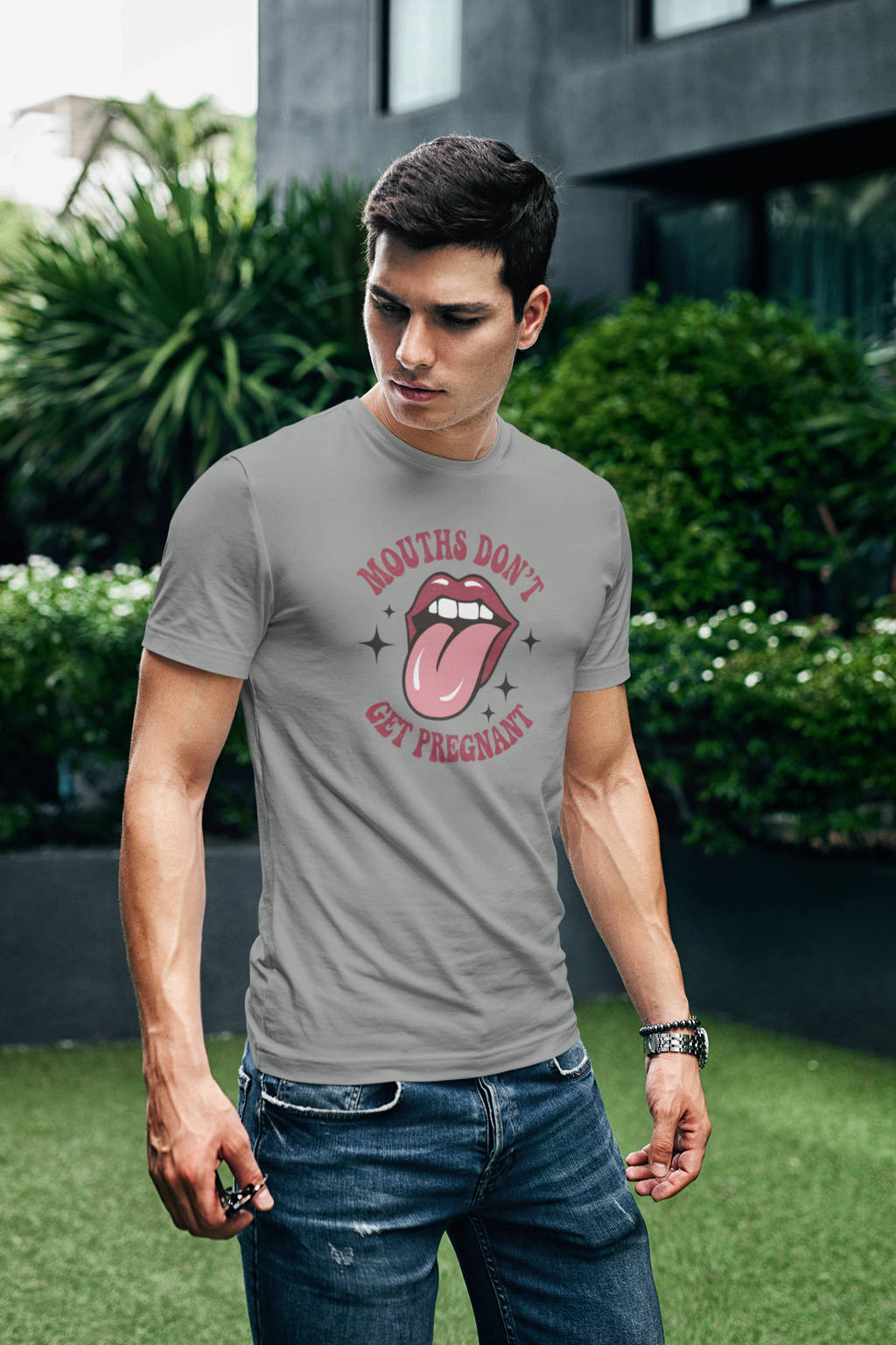 Graphic Tee: "Mouths Don't Get Pregnant" - Fun & Bold Unisex Jersey Short Sleeve Shirt