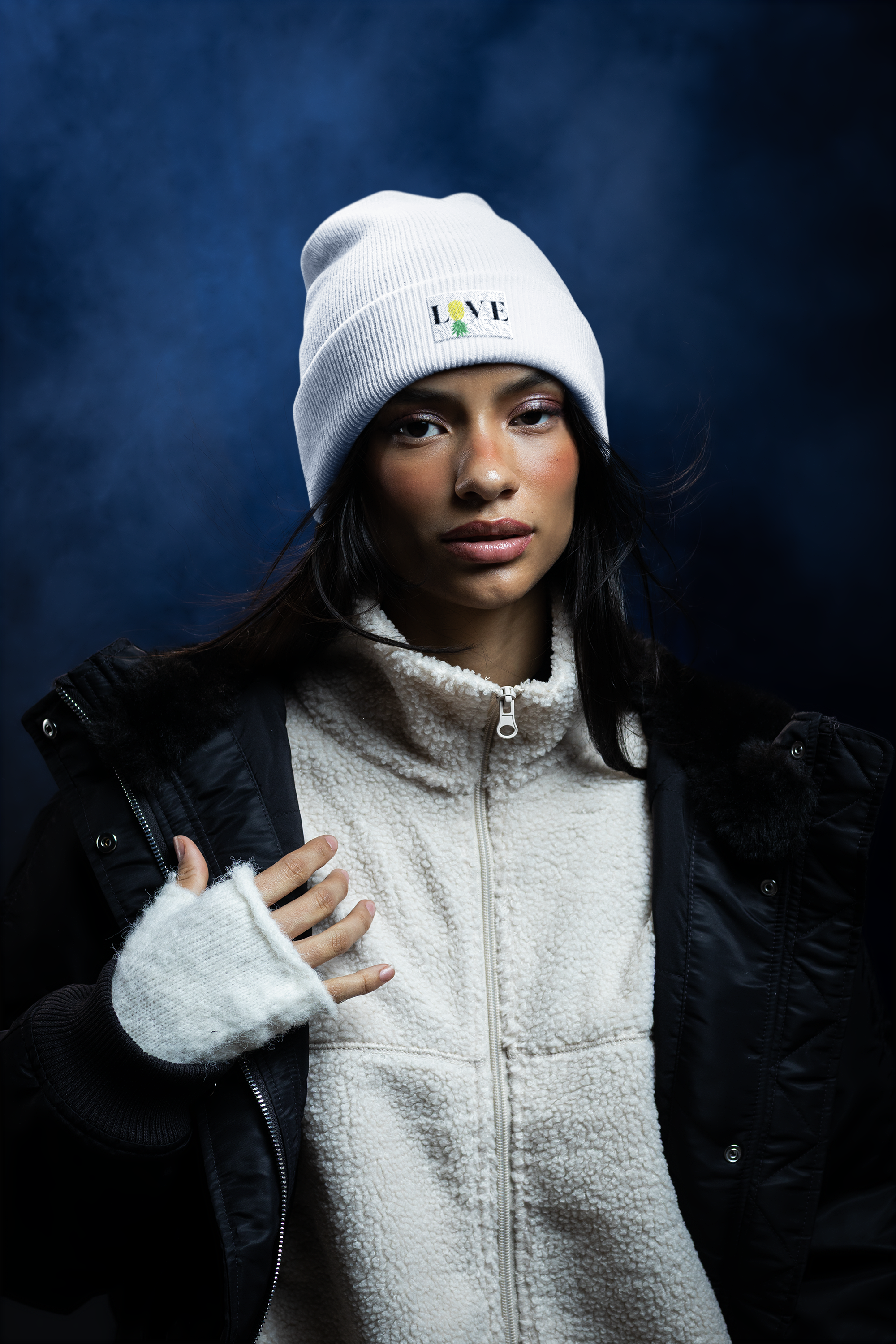 LOVE Pineapple Embroidered Knit Beanie