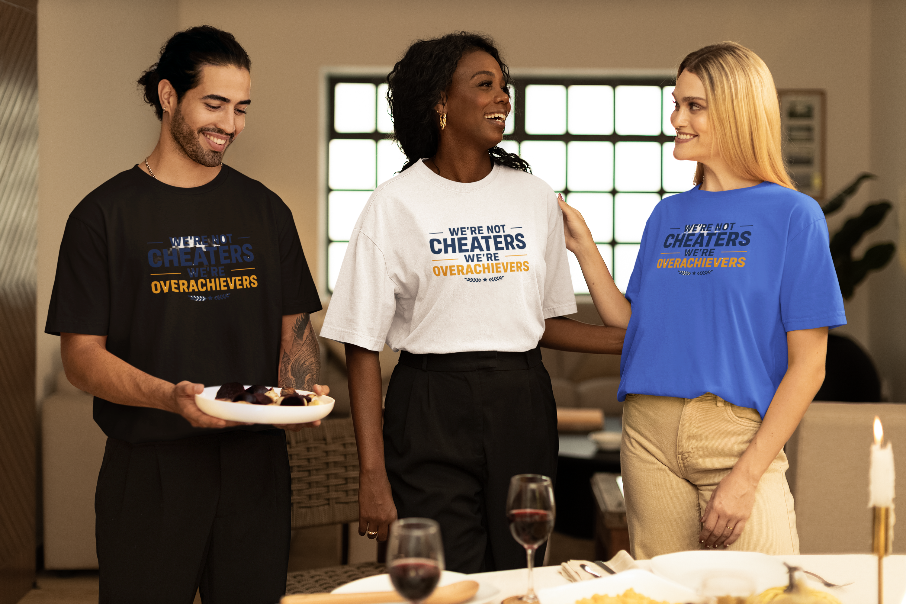 T-Shirt — "We’re Not Cheaters, We’re Overachievers" Funny Sports Team Tee