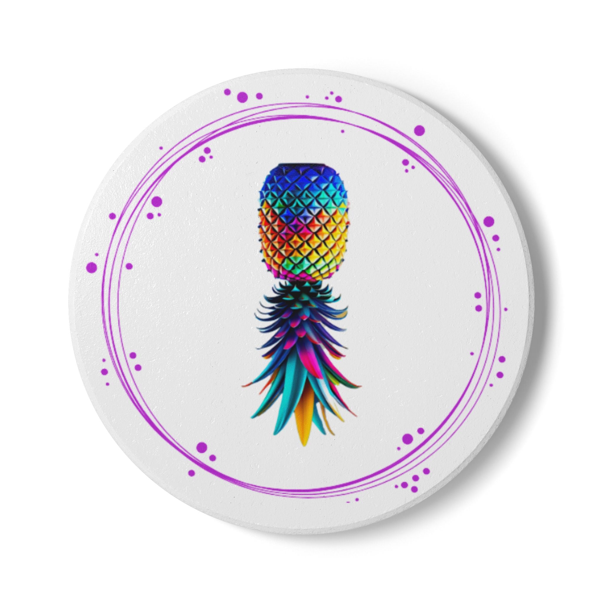 Colorful Pineapple Ceramic Coaster - Tropical Vibe Home Decor