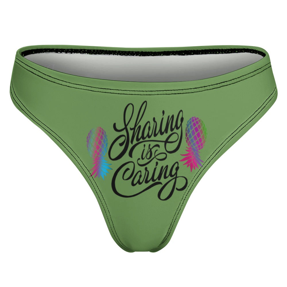 "Sharing is Caring" Women's Sexy Thong | Soft Polyester Spandex Lingerie