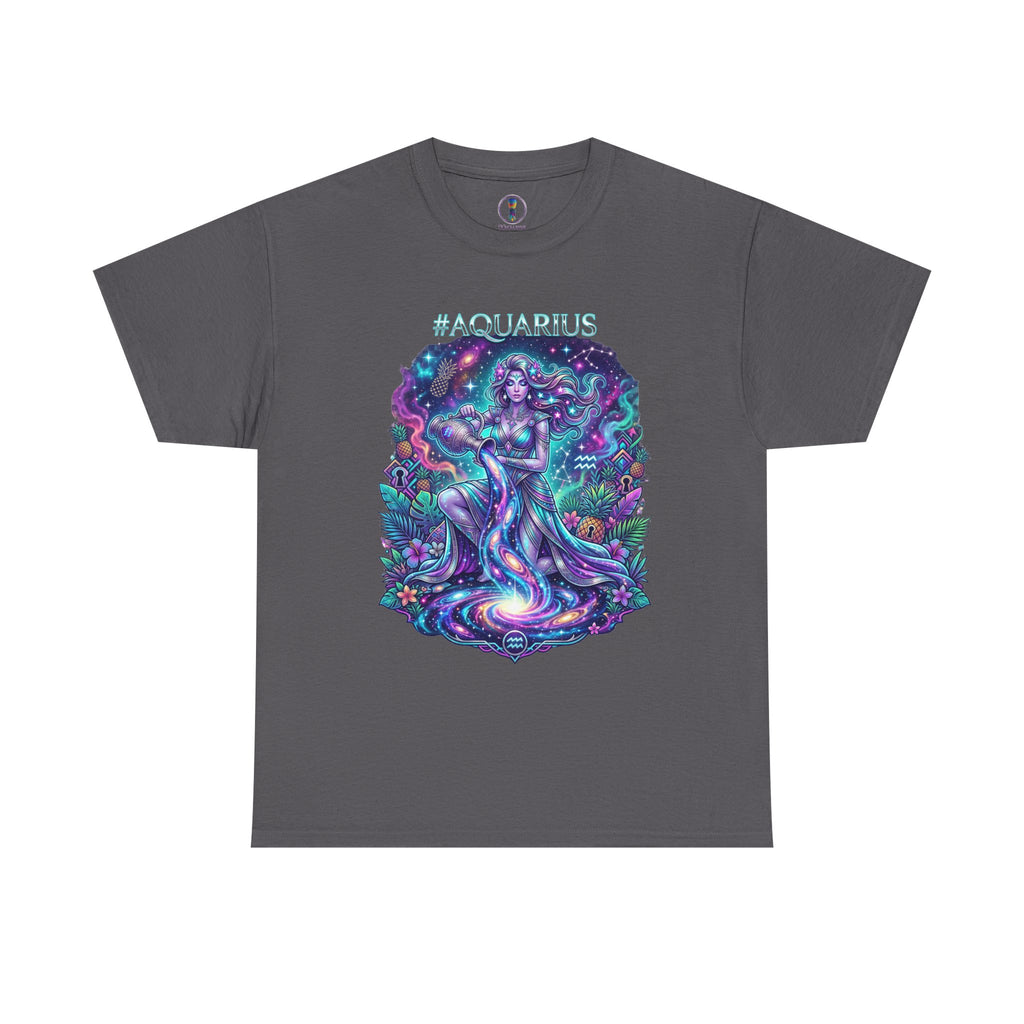 #AQUARIUS Unisex T-Shirt | Soft Lightweight 100% Combed Ring-Spun Cotton Tee with Cosmic Art Print