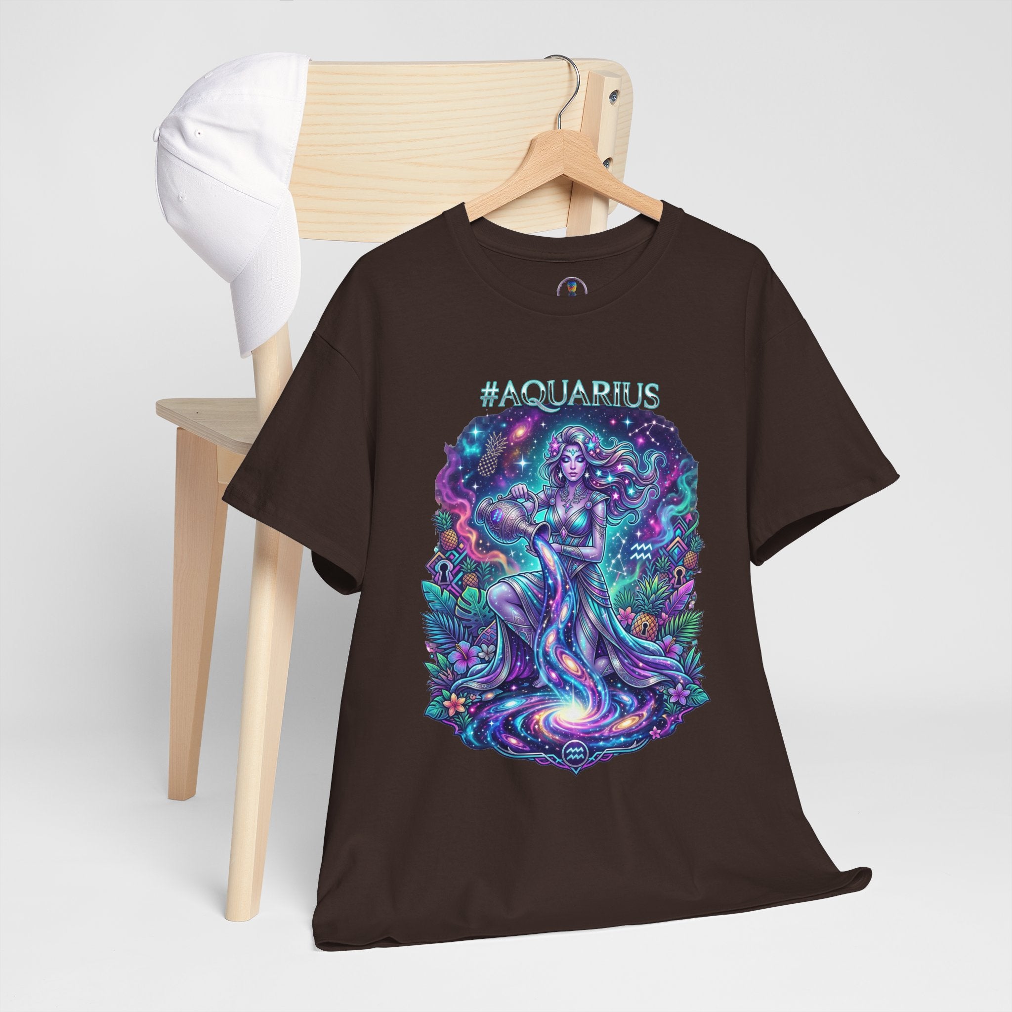 #AQUARIUS Unisex T-Shirt | Soft Lightweight 100% Combed Ring-Spun Cotton Tee with Cosmic Art Print