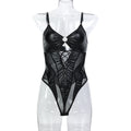 Sexy Sheer Bodysuit with Large Backless Hollow-out and Lace-up Design
