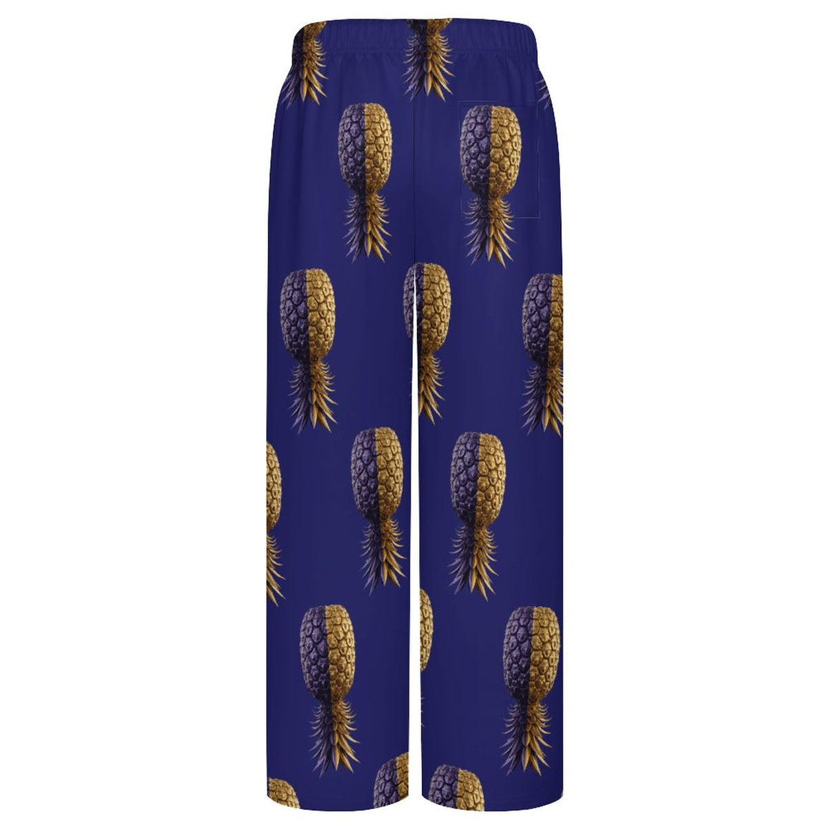 Football Purple & Gold Pineapple Drawstring Wide Leg Casual Pants