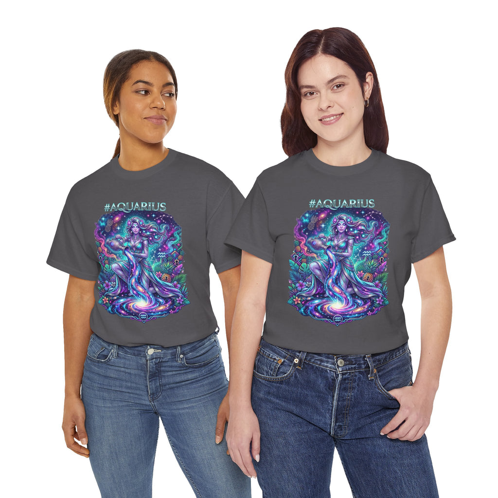 #AQUARIUS Unisex T-Shirt | Soft Lightweight 100% Combed Ring-Spun Cotton Tee with Cosmic Art Print